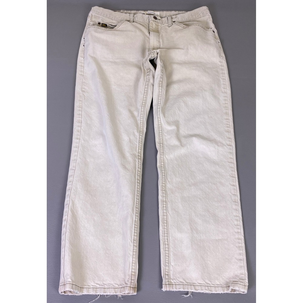 Lee Regular Fit Jeans Men's Size 40x32 (Fit 38x32) Straight Leg Beige Denim **